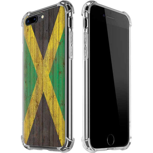 Jamaican Flag Dark Wood iPhone 7/8 Plus Clear Case
